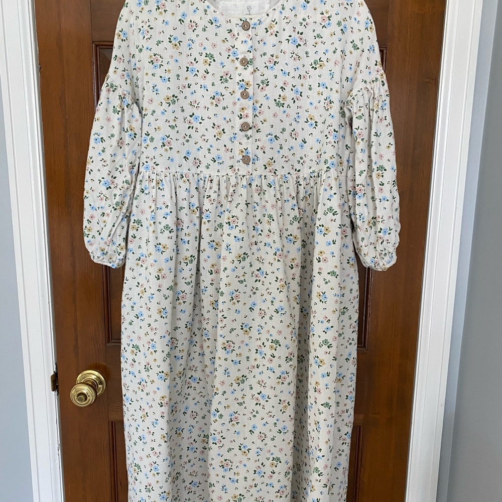 notPERFECTLINEN Montmarte Dress Antique Patels Size Small/Medium 100% Linen